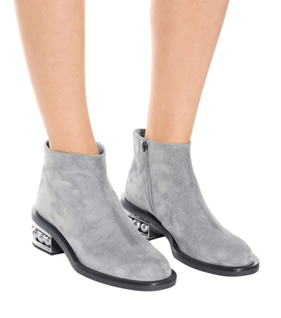 Shop Nicholas Kirkwood Casati Suede Ankle Boots In Grey