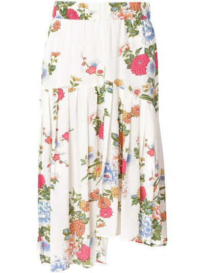 Isabel Marant Inaya Bouquet Floral Pleated Midi Skirt In Beige