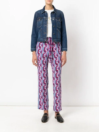 Shop Gucci Web Chain Print Pajama Trousers In Pink