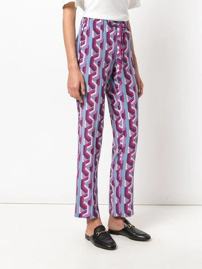 Shop Gucci Web Chain Print Pajama Trousers In Pink