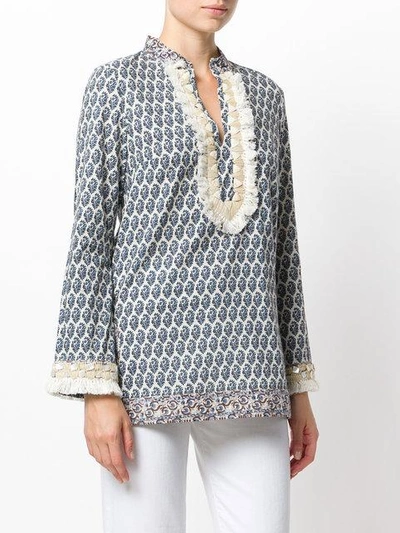 fringed detail patterned tunic