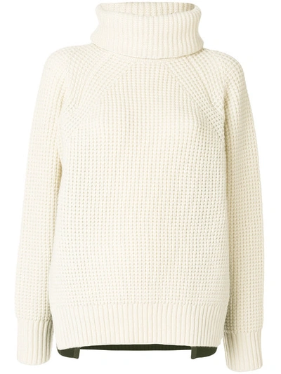 Sacai Two-tone Sweater With Removable Collar - White