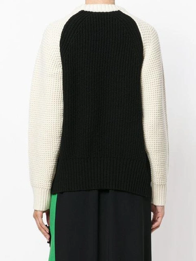 Shop Sacai Two-tone Sweater With Removable Collar - White