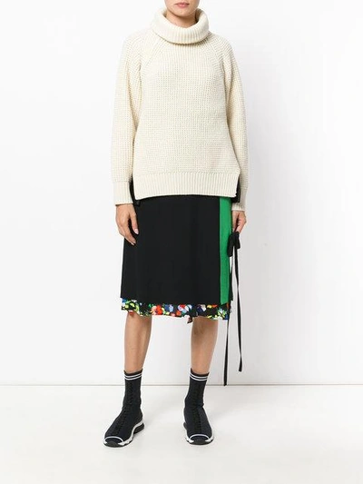 Shop Sacai Two-tone Sweater With Removable Collar - White