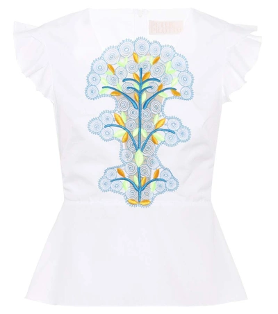 Shop Peter Pilotto Lace-panelled Cotton Top In White