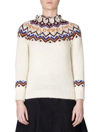 Loewe Wool Cashmere & Alpaca Sweater In White Multi