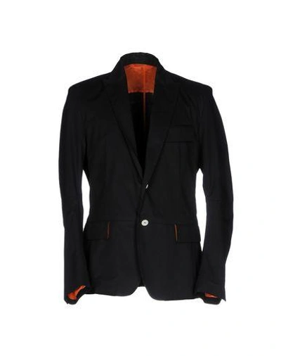 Shop Dondup Man Suit Jacket Black Size 40 Cotton, Elastane