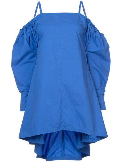 Shop Jw Anderson Cutout Shoulder Dress In Blue