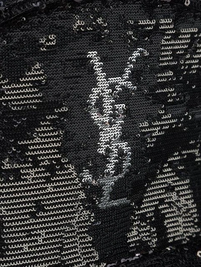 Shop Saint Laurent Logo Monogram Backpack - Black