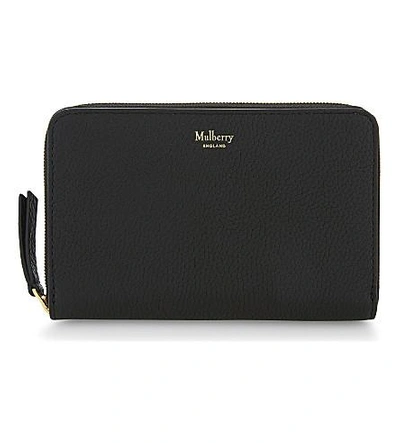 Shop Mulberry Medium Grained Leather Wallet In Black