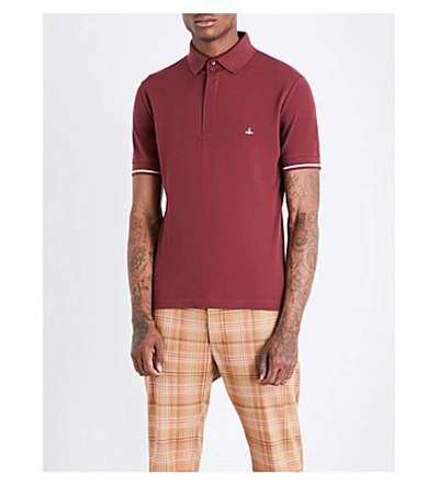 Shop Vivienne Westwood Logo-embroidered Cotton-piqué Polo Shirt In Red