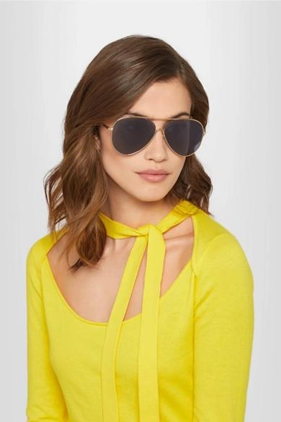 Shop Victoria Beckham Loop Aviator-style Gold-tone Sunglasses
