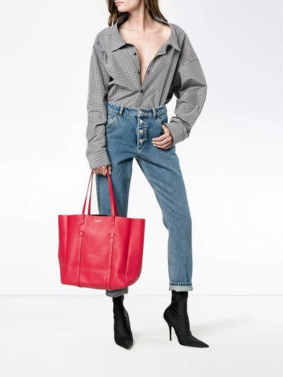 Shop Balenciaga Red Everyday Medium Leather Tote Bag