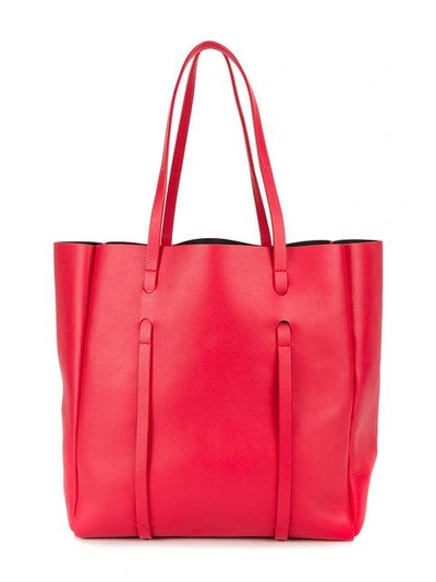 Shop Balenciaga Red Everyday Medium Leather Tote Bag