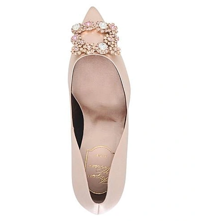 Flower embellished satin court shoes