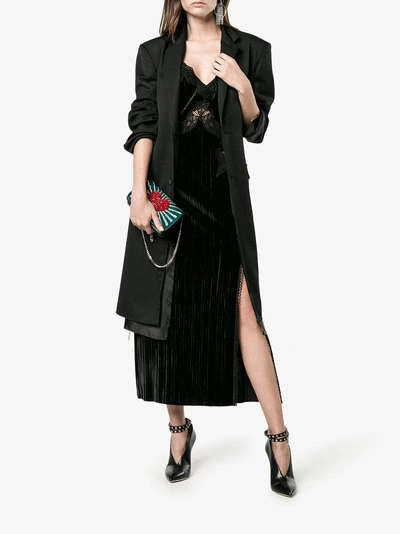 Shop Jonathan Simkhai Velvet Macramé Lace Slip Dress In Black