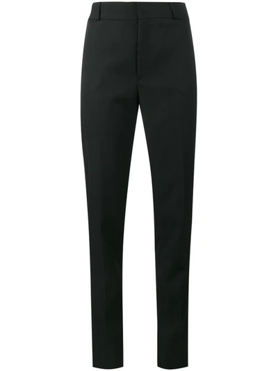 Saint Laurent High-rise Slim-leg Wool Tuxedo Trousers In Black