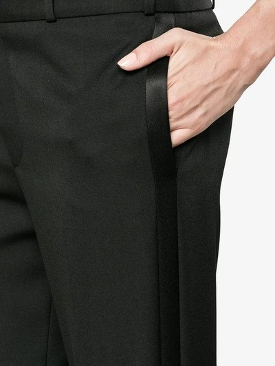 Shop Saint Laurent Satin Stripe Suit Trousers In Black