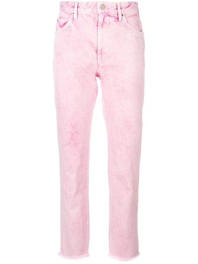 Shop Isabel Marant Étoile Raw Hem Washed Pink Mid Rise Cropped Jeans