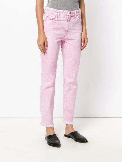 Shop Isabel Marant Étoile Raw Hem Washed Pink Mid Rise Cropped Jeans
