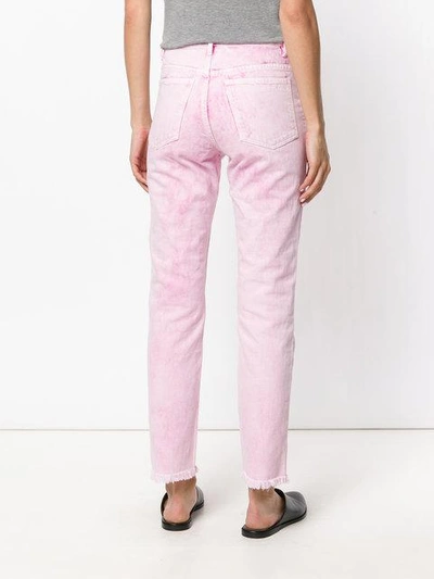 Shop Isabel Marant Étoile Raw Hem Washed Pink Mid Rise Cropped Jeans