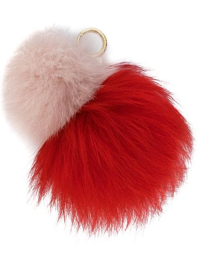 Shop Michael Michael Kors Fox Fur Keyring In Red