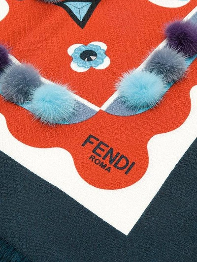 Shop Fendi Touch Of Fur Shawl - Multicolour