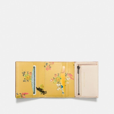 Shop Coach Small Trifold Wallet In Chalk/brass