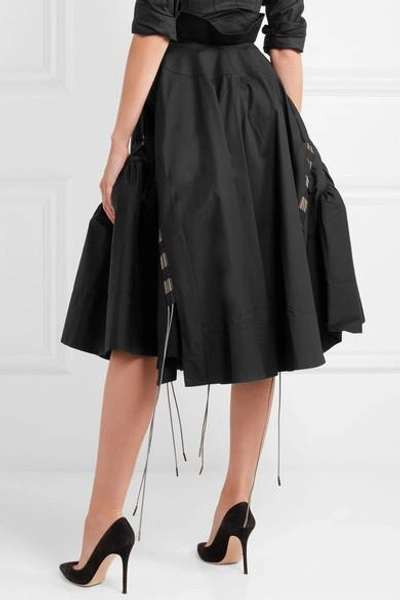 Shop Antonio Berardi Mesh-trimmed Cotton-poplin Skirt