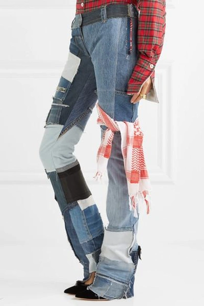 Shop Ronald Van Der Kemp Patchwork Mid-rise Straight-leg Jeans