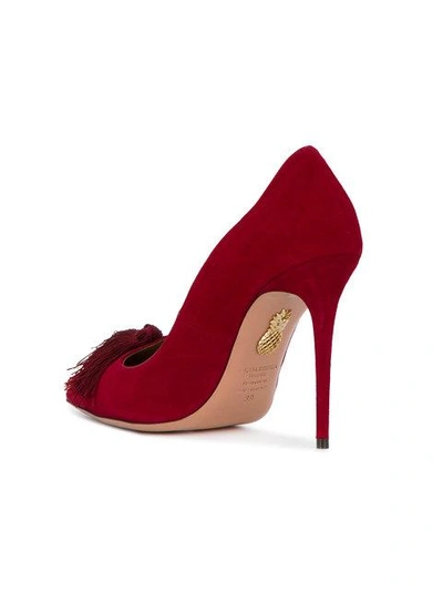 Shop Aquazzura Red Love Tassel 110 Suede Pumps