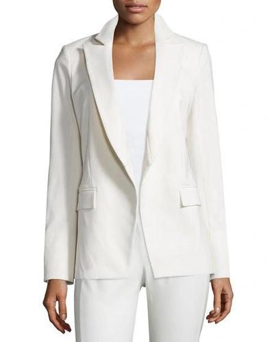 Veronica Beard Palm Belted Open-front Jacket, White