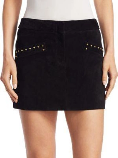 Shop Saint Laurent Suede Mini Skirt In Black Gold