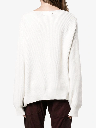 Shop Helmut Lang Ribbed Cutout Jumper In White