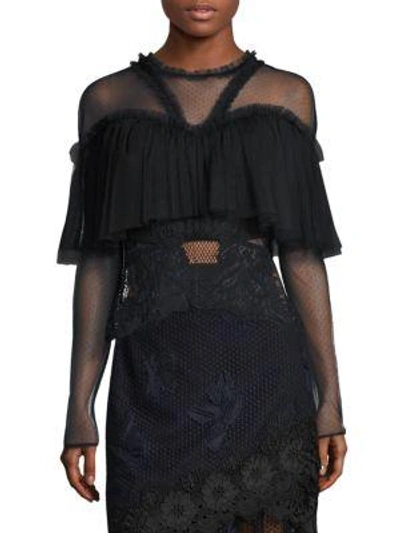 Three Floor Incrowd Embroidered Lace Top In Black