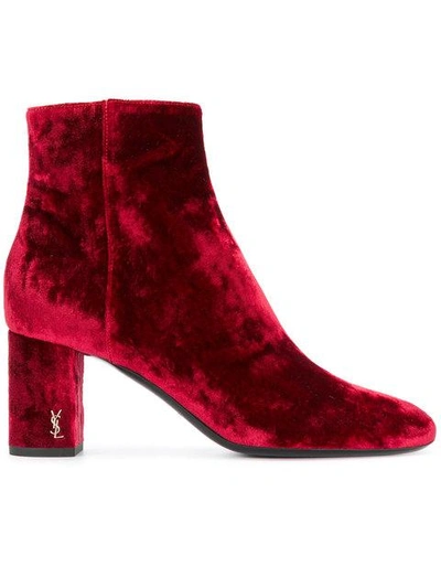 Shop Saint Laurent Babies 90 Ankle Boots - Red