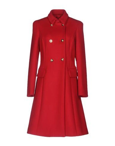Shop Versace Coat In Red