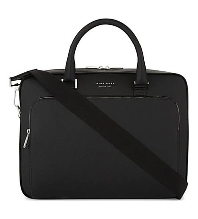 Hugo Boss Signature Slim Leather Briefcase In Black