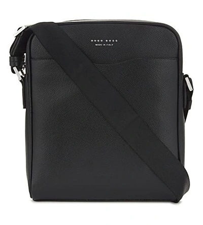 Shop Hugo Boss Hugo  Signature Leather Cross-body Bag In Black