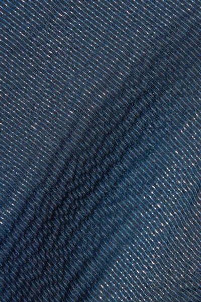Rosie Assoulin Dust Ruffled Metallic Striped Seersucker Top | ModeSens