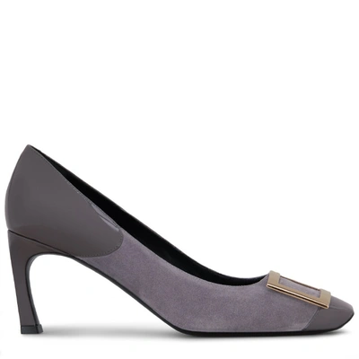 Roger Vivier Belle Vivier Trompette Cut Pumps In Suede And Patent Leather In Violet