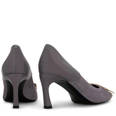 Shop Roger Vivier Belle Vivier Trompette Cut Pumps In Suede And Patent Leather In Violet