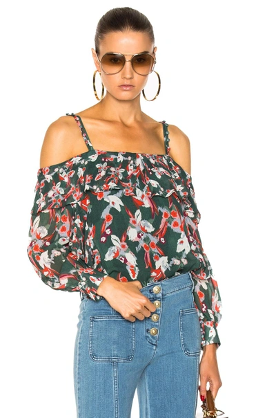 Shop Tanya Taylor Daisy Top In Green,floral