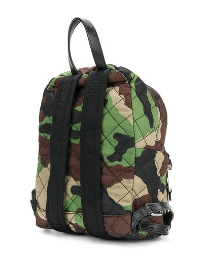 Shop Moschino Camouflage Logo Plaque Backpack