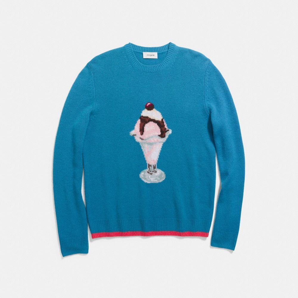 Coach Ice Cream Intarsia Cashmere Sweater In Blue ModeSens