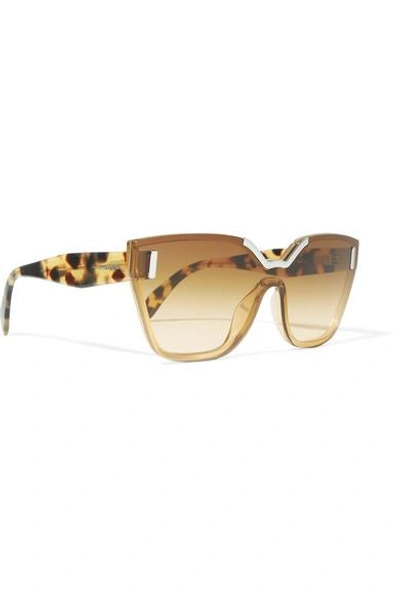 Shop Prada Cat-eye Tortoiseshell Acetate And Silver-tone Sunglasses