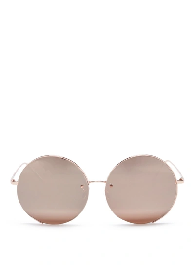 Linda Farrow Titanium Oversized Round Mirror Sunglasses