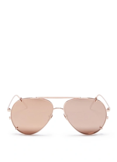 Linda Farrow 'ayala' Detachable Clip-on Titanium Mirror Aviator Sunglasses
