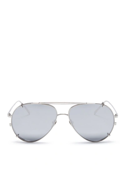 Shop Linda Farrow 'ayala' Detachable Clip-on Titanium Mirror Aviator Sunglasses