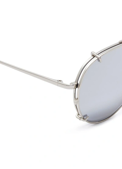 Shop Linda Farrow 'ayala' Detachable Clip-on Titanium Mirror Aviator Sunglasses